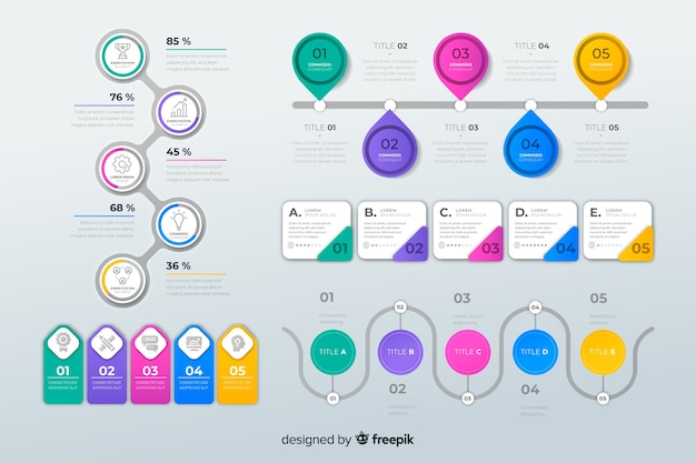 Pack of flat design infographic elements