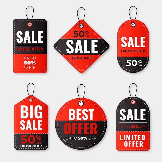 Pack of flat design sales tags