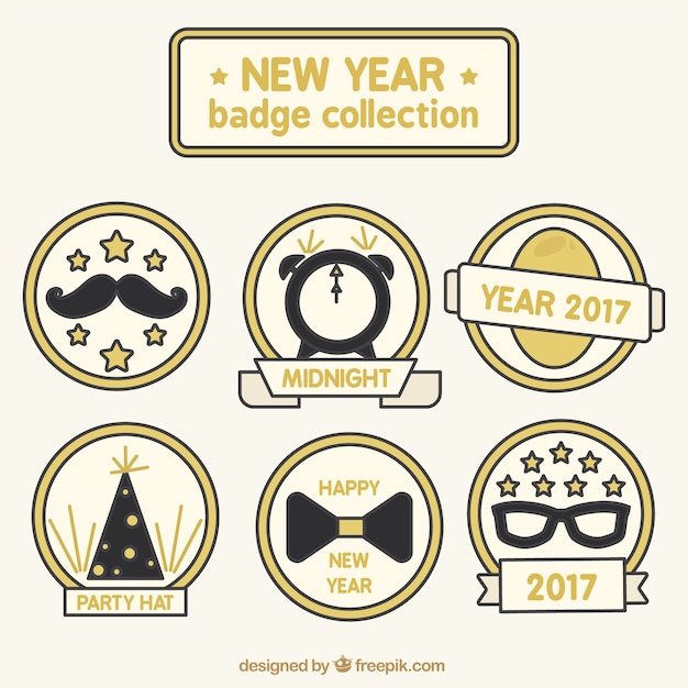 Vector pack of flat labels for new year