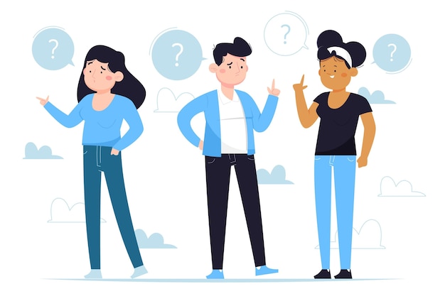 Vector pack of flat people asking questions