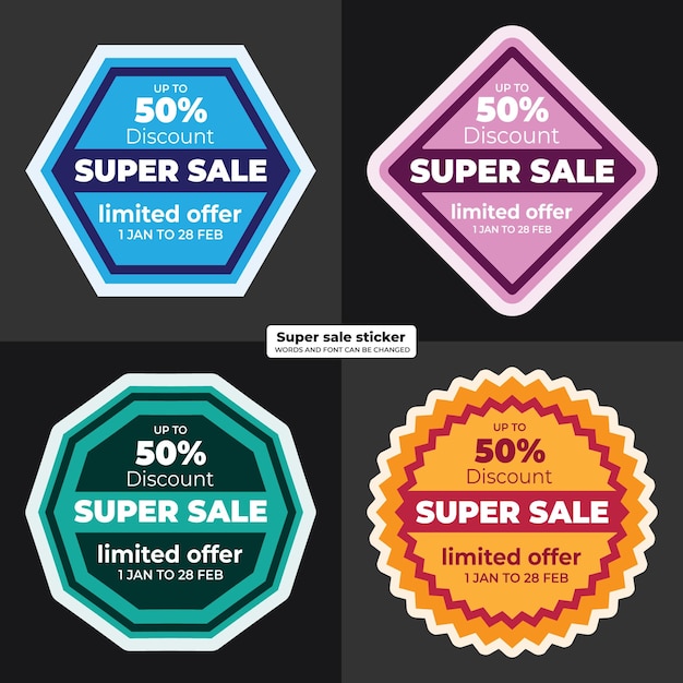 Pack of flat super sale mega sale badge label or sticker