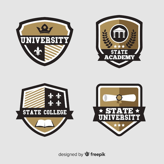 Pack of flat university logos