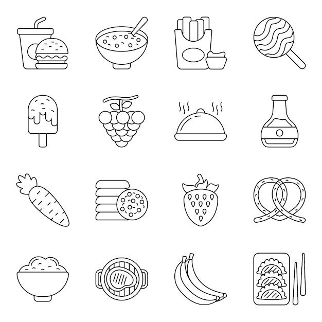 Pack of Food Line Icons