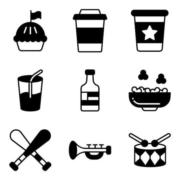 Pack of Food and Music Icons