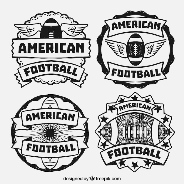 Vector pack of four decorative american football badges