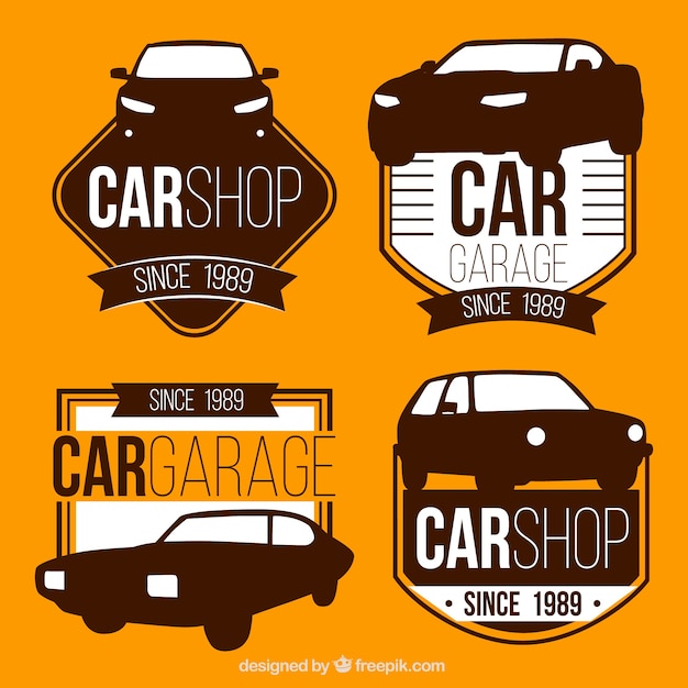 Vector pack of four logos with car silhouettes