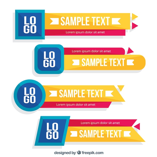 Vector pack of four lower thirds with logo