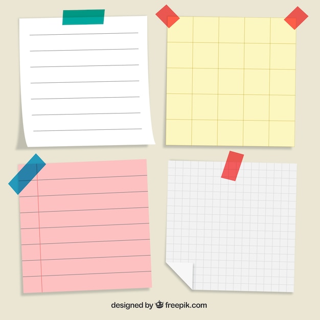 Pack of four paper notes to write messages