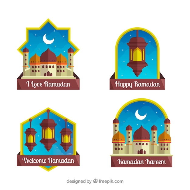 Vector pack of four ramadan labels