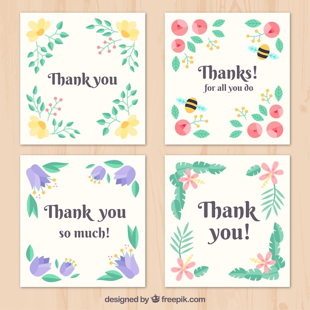 Pack of four retro thank you cards