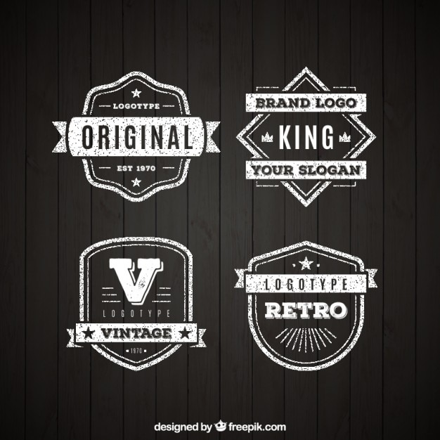 Pack of four vintage logos in flat design