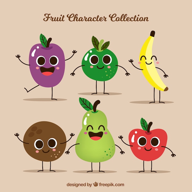 Vector pack of funny fruit characters