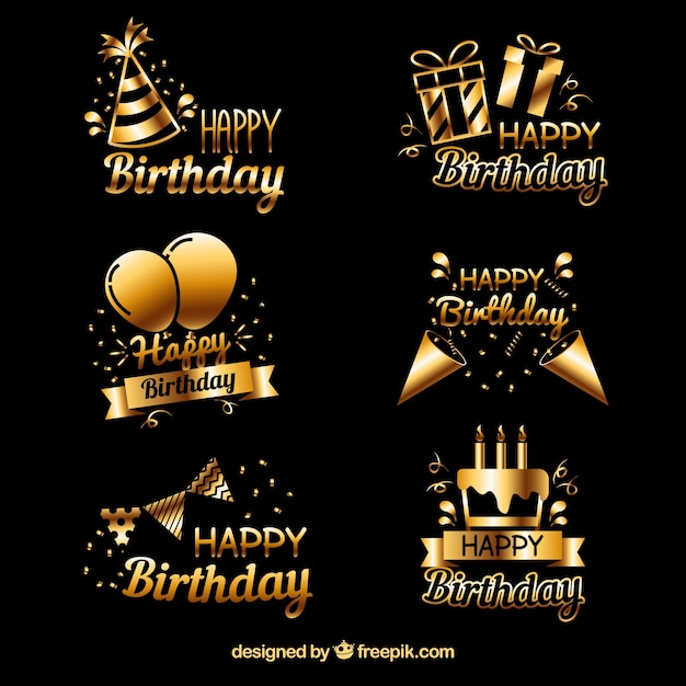 Pack of golden birthday stickers