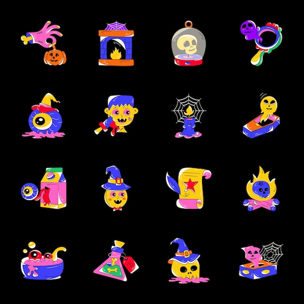 Pack of halloween flat stickers