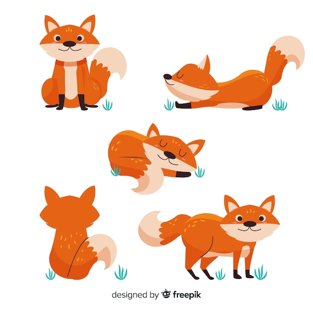 Pack of hand drawn foxes