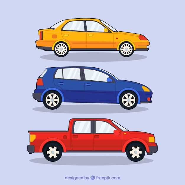 Vector pack of hand drawn modern cars