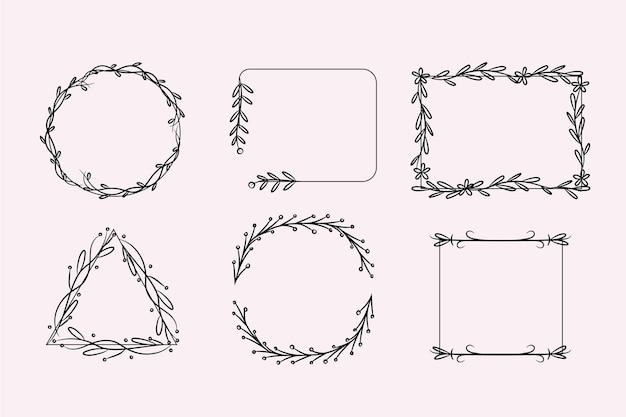 Pack of hand drawn ornamental frames