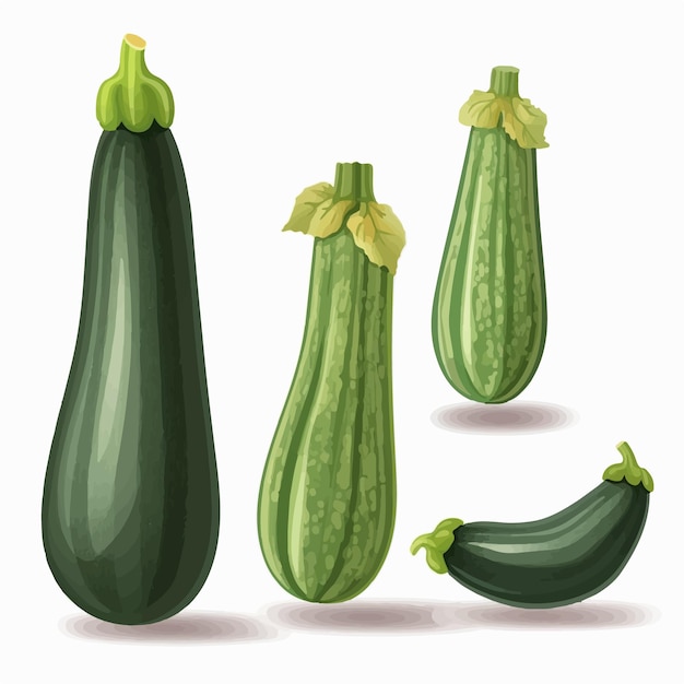 Vector pack of handdrawn courgette illustrations