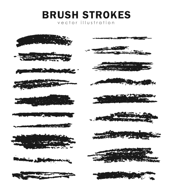 Vector pack of handmade brush strokes vector freehand drawing grungy painted lines textured paintbrushes