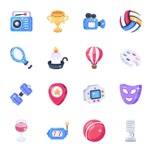 Pack of hobbies icon vectors