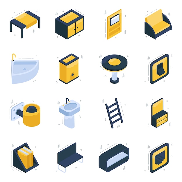 Pack of Home Decor Isometric Icons