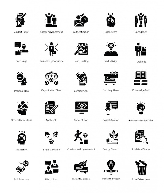 Pack of Human Resource Glyph Vector Icons