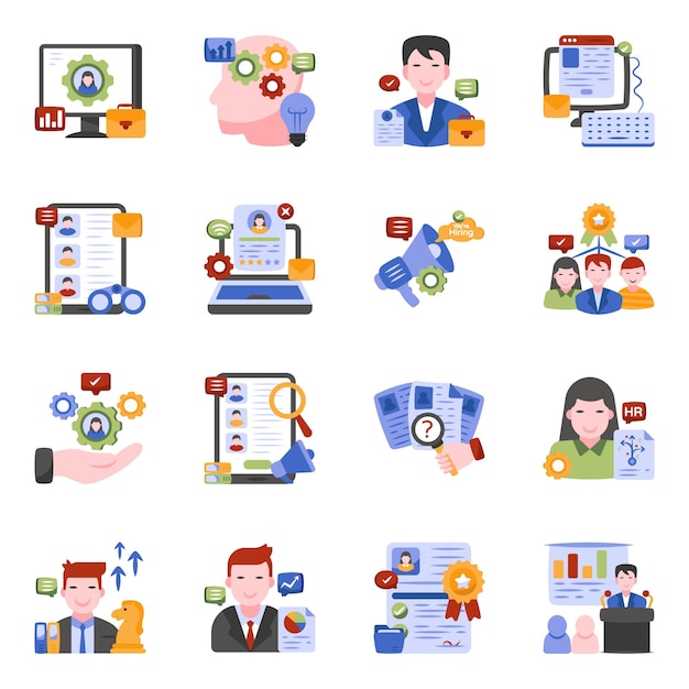 Pack of Human Resource Management Flat Icons