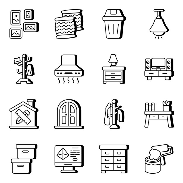 Pack of interior linear icons