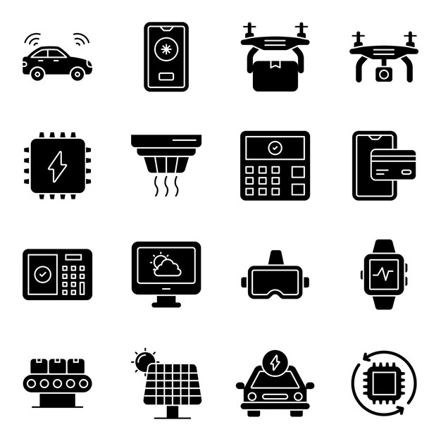 Vector pack of internet of things solid icons