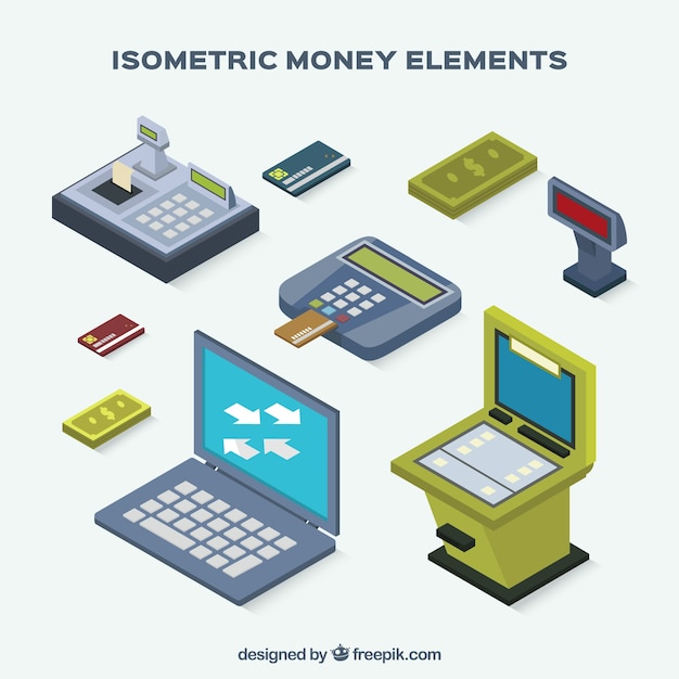 Pack of isometric money elements