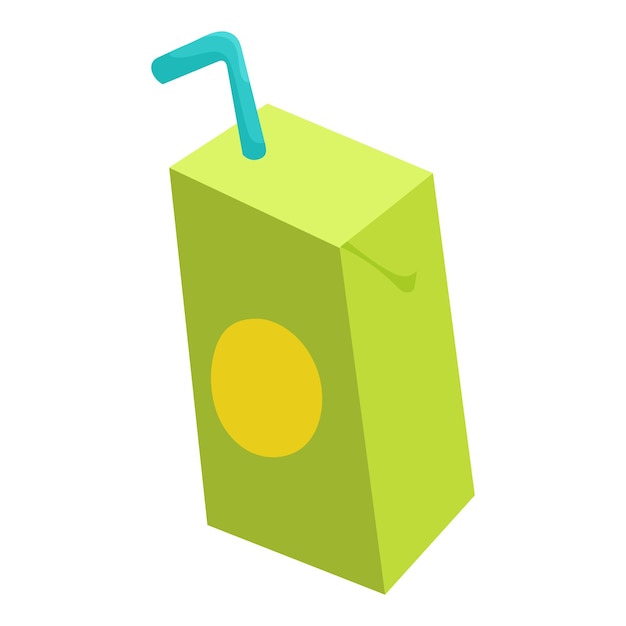 pack of juice with drinking straw icon in cartoon style isolated on white background vector illustration