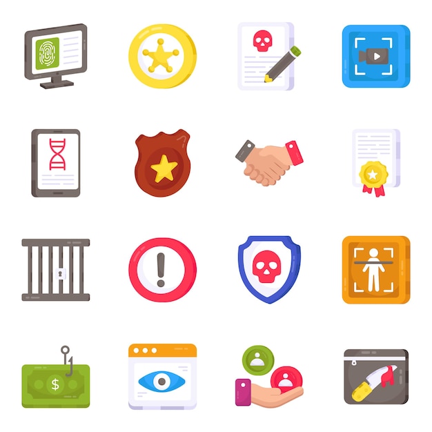 Vector pack of justice and equity flat icons