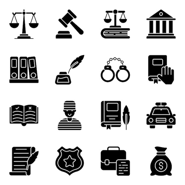 Vector pack of justice solid icons