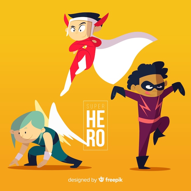 Pack of kids dressed as superheroes