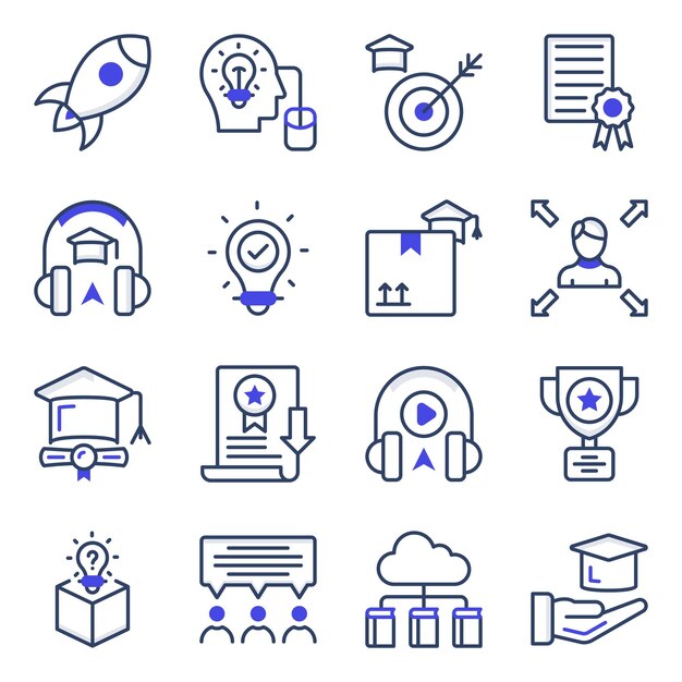 Vector pack of knowledge flat icons