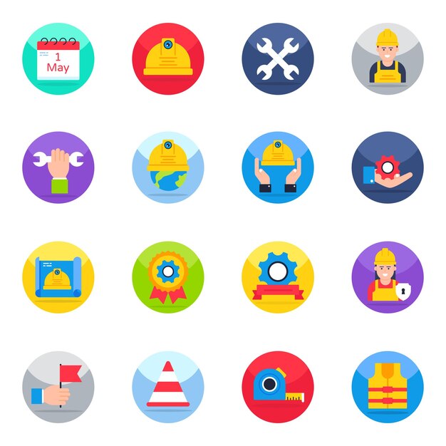 Pack of labor day flat icons