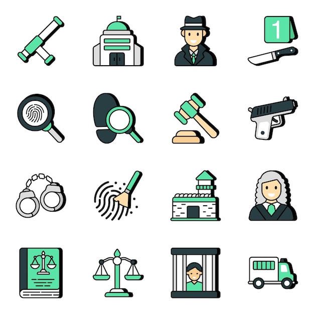 Vector pack of law flat icons