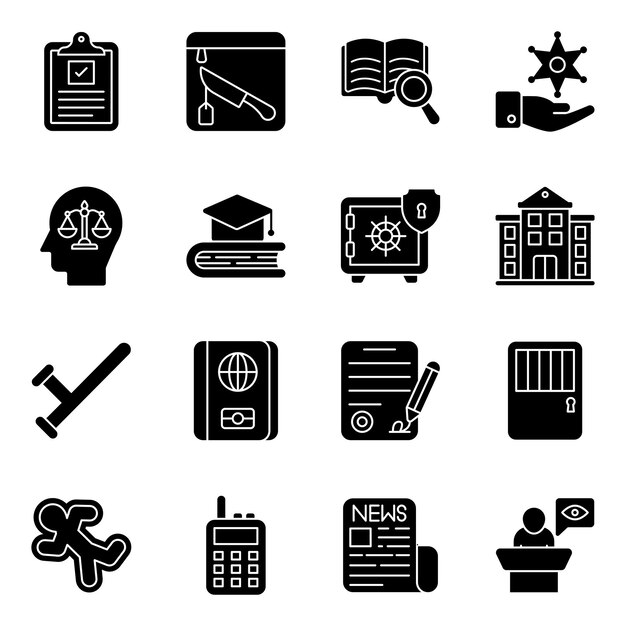 Vector pack of law solid icons