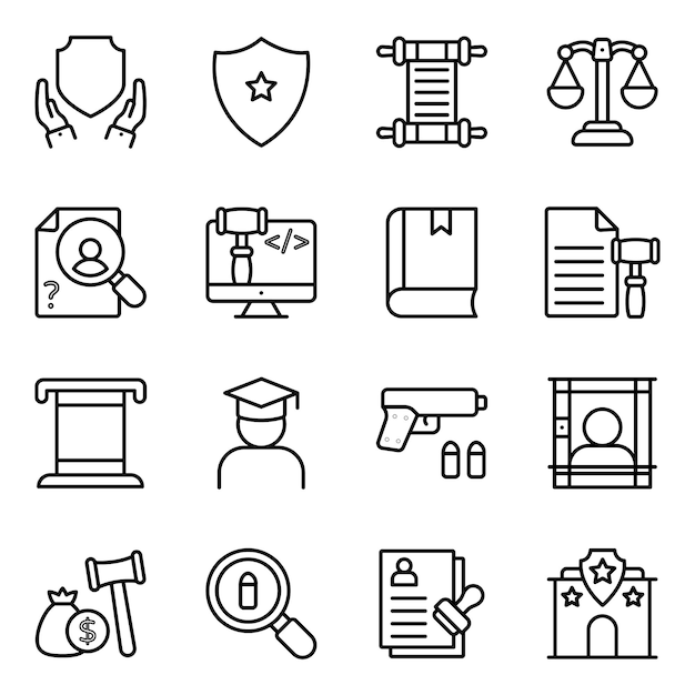 Pack of Law Solid Icons