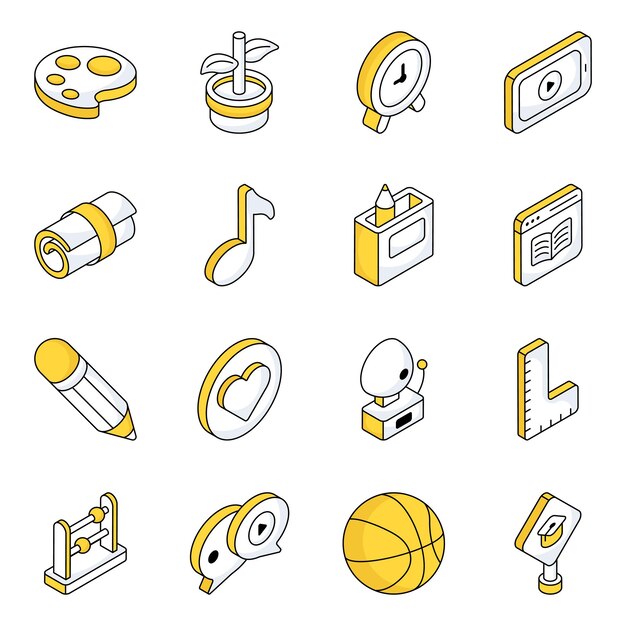 Pack of Learning Flat Isometric Icons