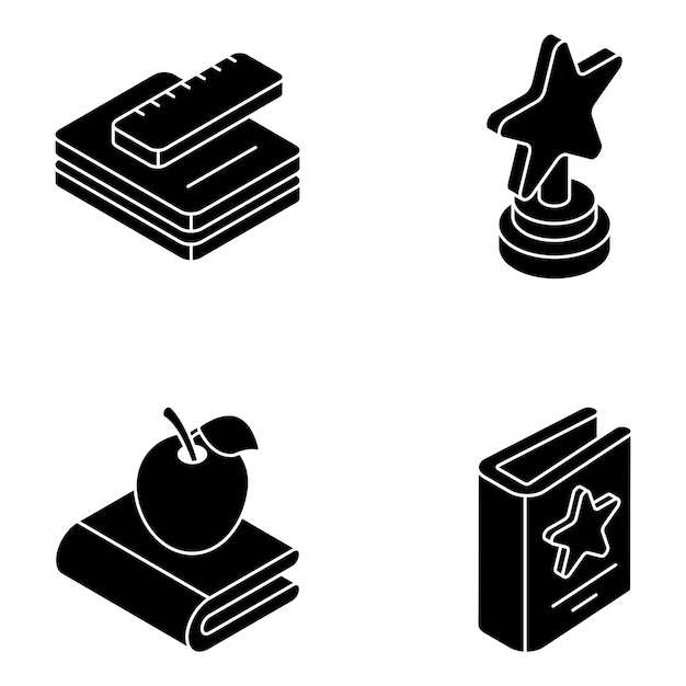 Pack of Learning and Knowledge Solid Isometric Icons