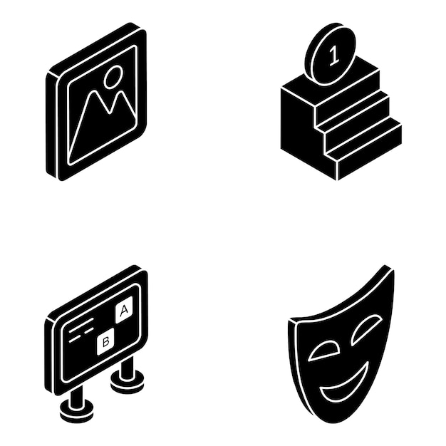Vector pack of learning and study solid isometric icons