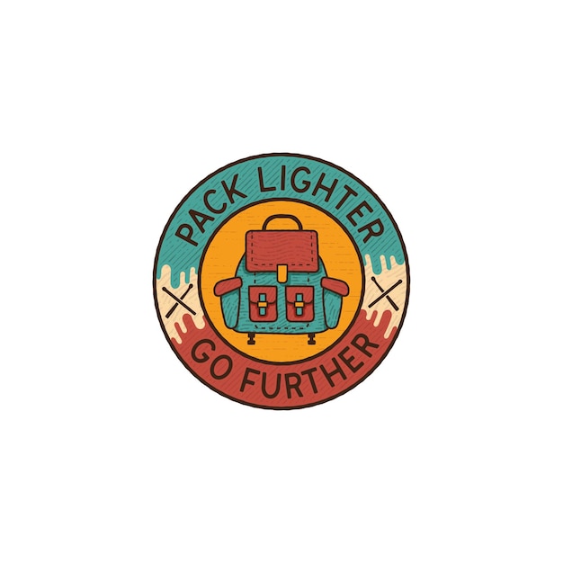 Vector pack lighter go further badge design logo