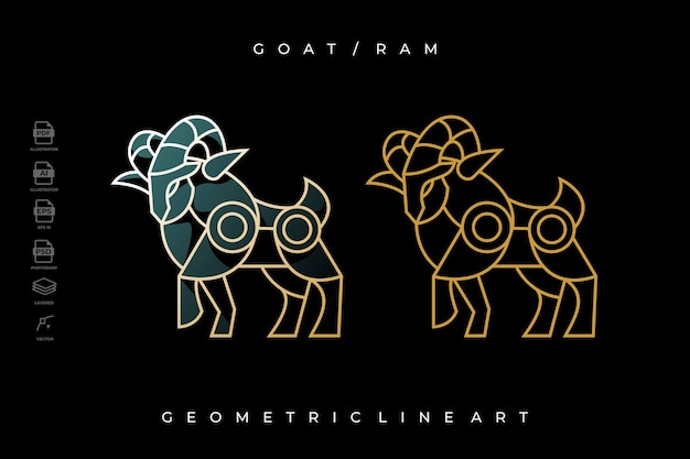 Pack of Lineart Goat or Ram Tattoo Illustration