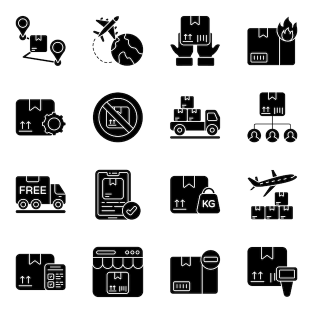 Pack of Logistic and Cargo Flat Icons