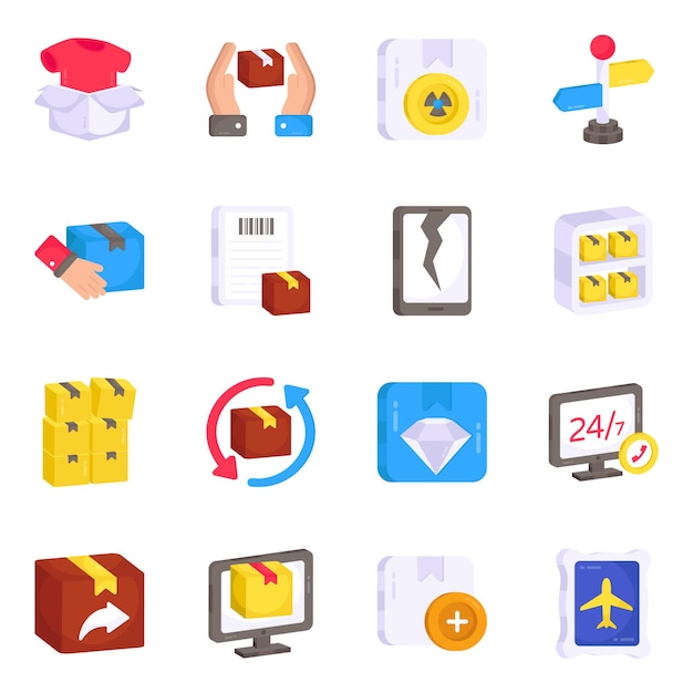 Pack of Logistic and Cargo Flat Icons