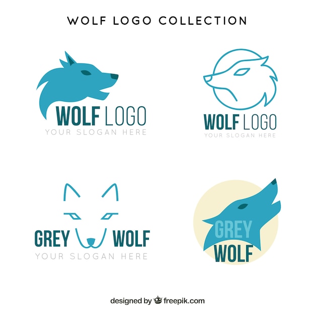 Pack of logos of blue wolves