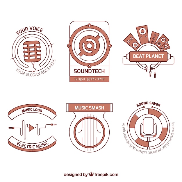 Vector pack of logos music studio in modern style