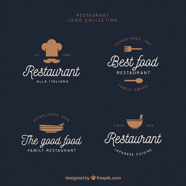 Pack of lovely restaurant logos with vintage style