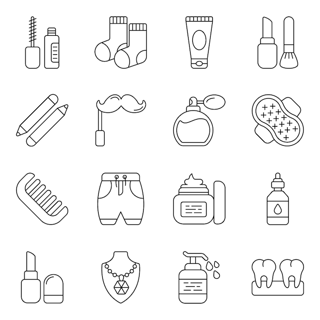 Vector pack of makeup accessories line icons